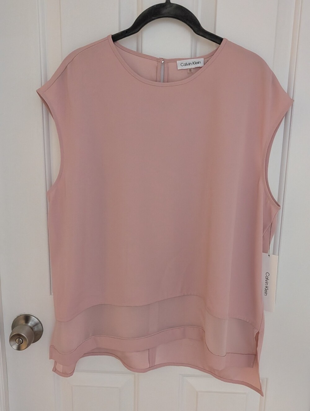 Calvin Klein Dusty Rose Layered Chiffon Shell Top Blouse